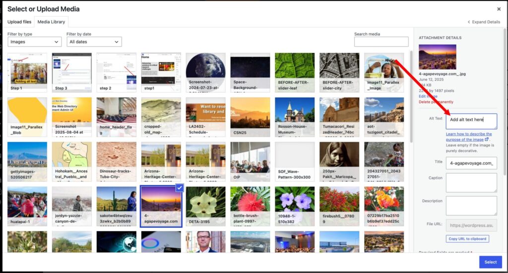 This image is of step 2 which shows what field to add the alt text in.